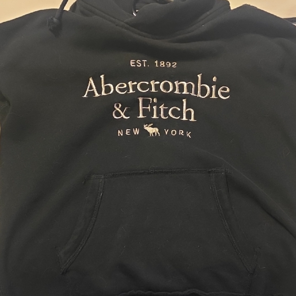 Abercrombie & Fitch Black Hoodie with Gold  Embroidery